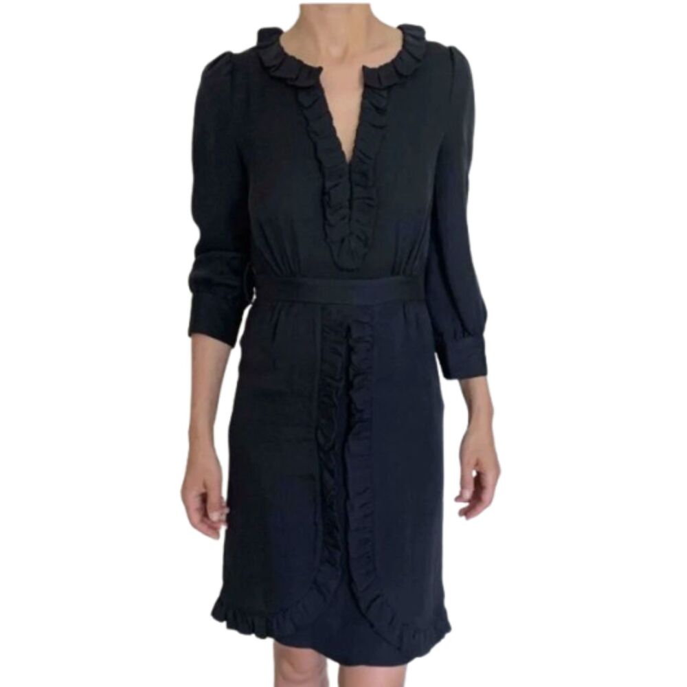 Marc by Marc Jacobs Silk Ruffle Midi Dress Floral 3/4 Sleeve Designer Size 6